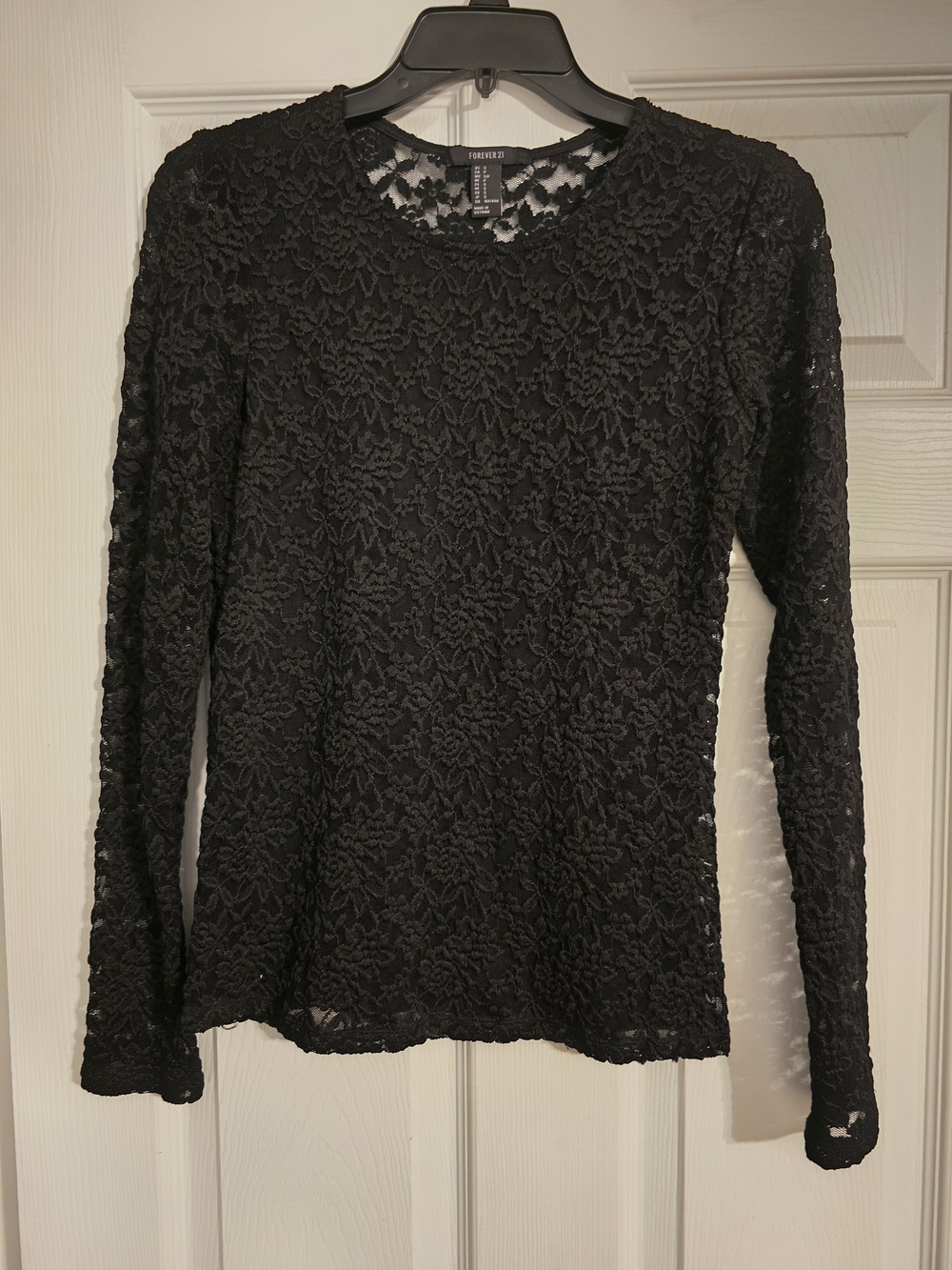 Forever 21 Black Lace Long-Sleeve Top